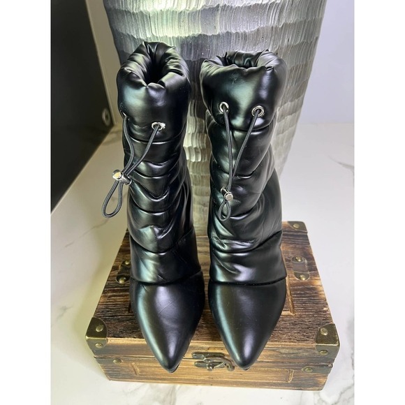 Steve Madden Quilted Stiletto Booties in Black - Picture 3 of 12